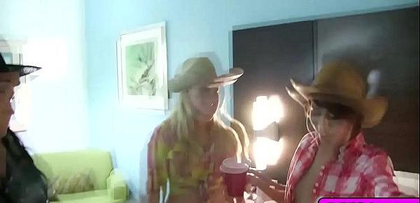  Lovely teen cowgirls in a hot fuck fest orgy